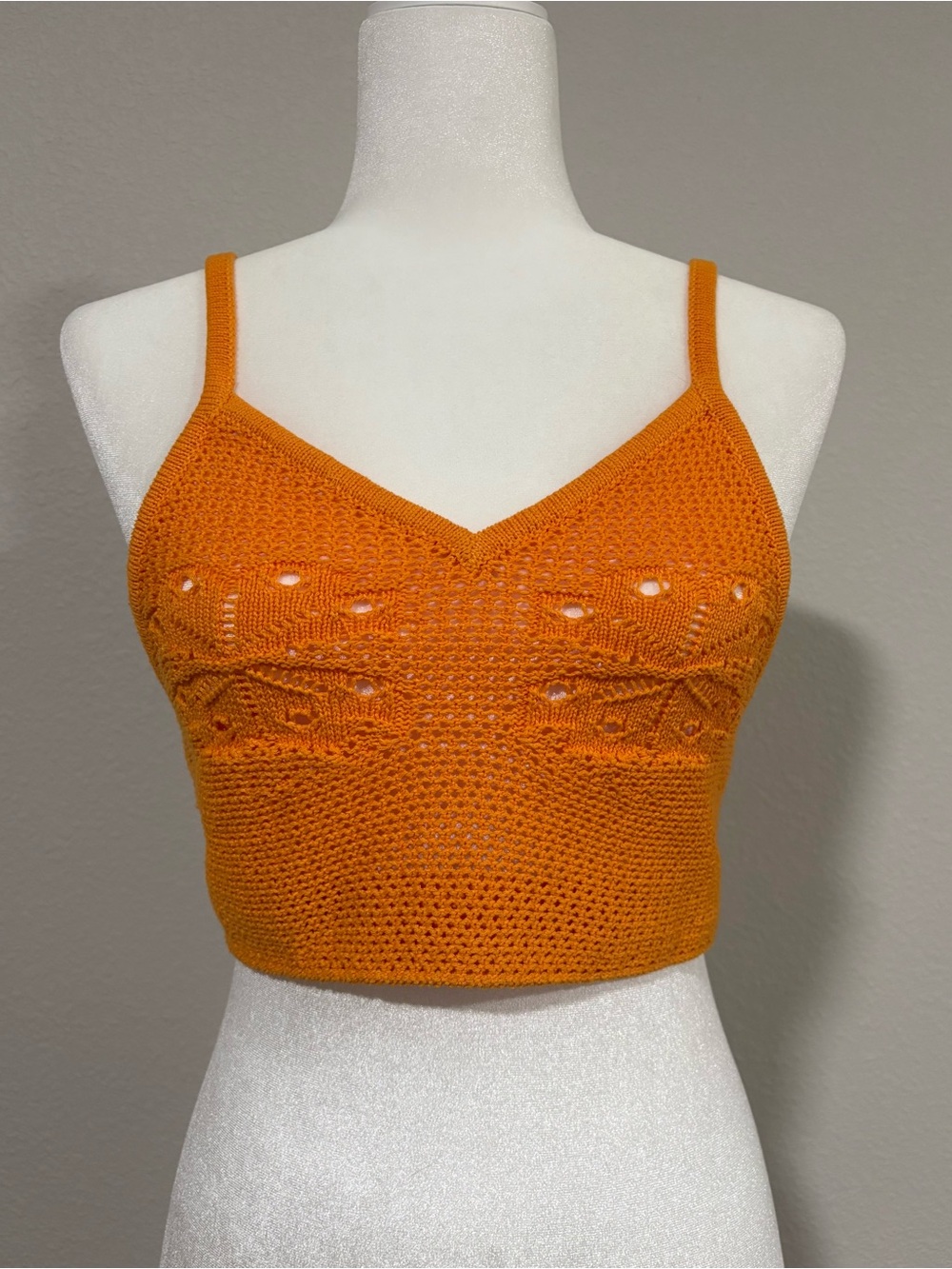 H&M Orange Crochet Crop Tank Top